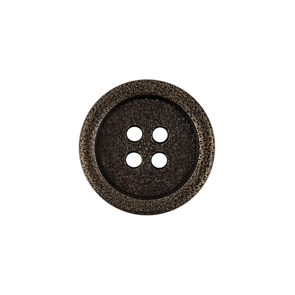 Italian Bronze Shallow Plate 4-Hole Metal Look Coat Button - 32L/20mm