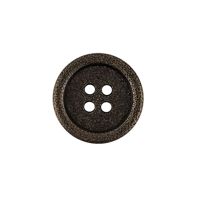 Italian Bronze Shallow Plate 4-Hole Metal Look Coat Button - 32L/20mm