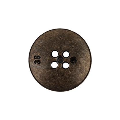 Italian Bronze Shallow Plate 4-Hole Metal Look Coat Button - 36L/23mm Detail