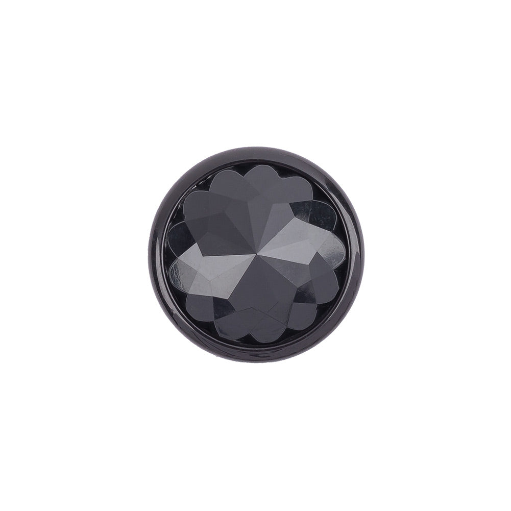 Italian Black Faceted Metal Look Self Back Button - 28L/18mm