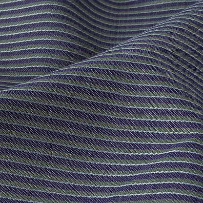 Heron, Green, and Gray Striped Dobby Cotton Shirting Detail
