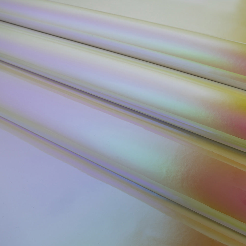 Iridescent Vinyl with Fabric Backing - Pink and Yellow - Kiki Collection