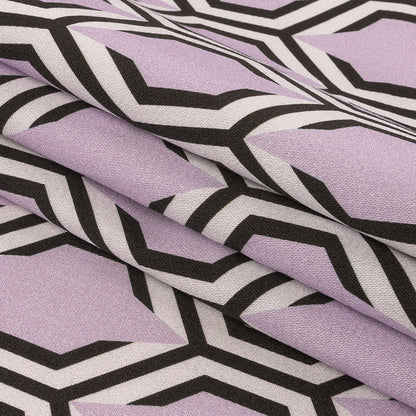 Stretch Cotton Sateen - Pale Lavender Honeycomb Geometric - Sweet as Honey Print - Mood Exclusive Wisteria Collection Folded