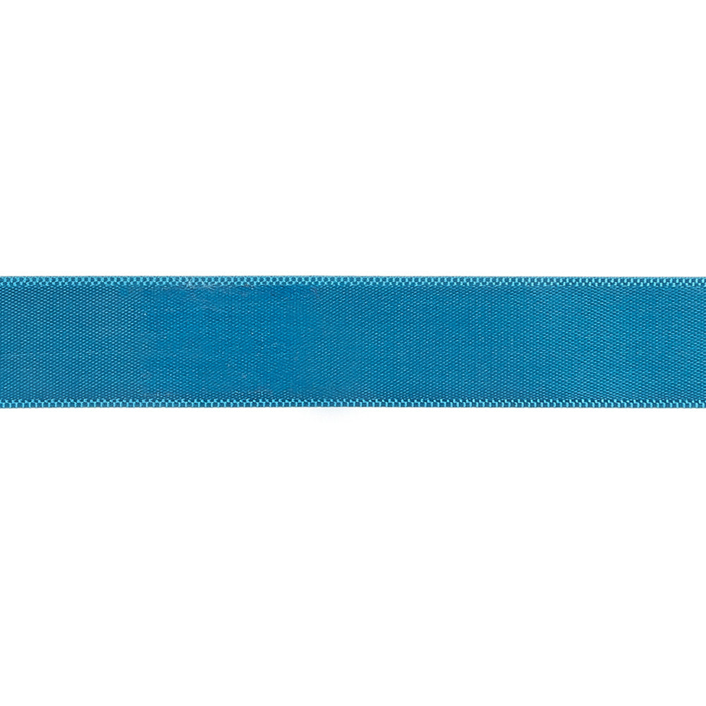 Peacock Blue Single Faced Satin Ribbon - 0.625" Detail