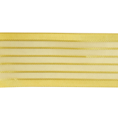 Yellow Striped Sheer Ribbon with Opaque Borders - 1.5" Detail
