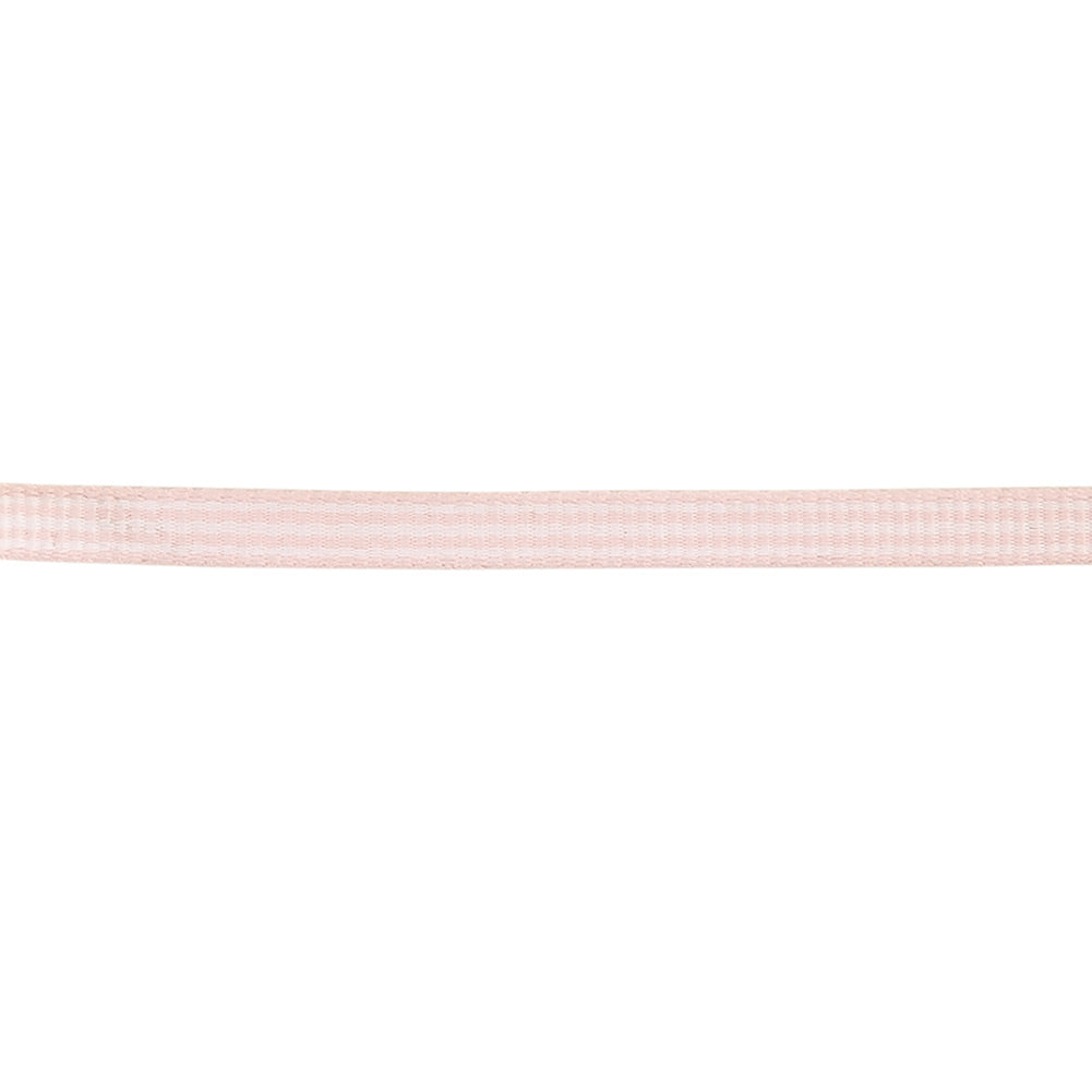 Baby Pink and White Striped Grosgrain Ribbon - 0.25" Detail