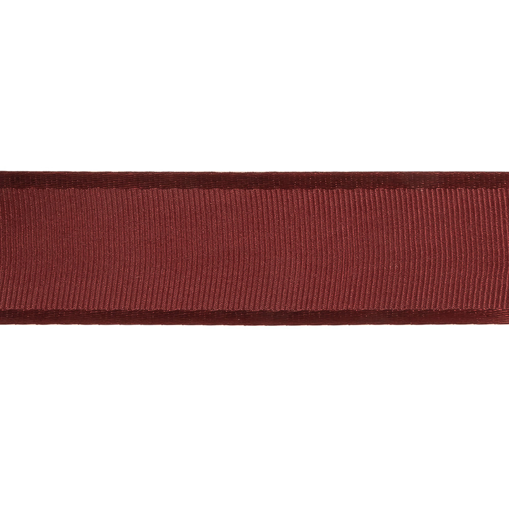 Wine Grosgrain Ribbon with Satin Borders - 1" Detail