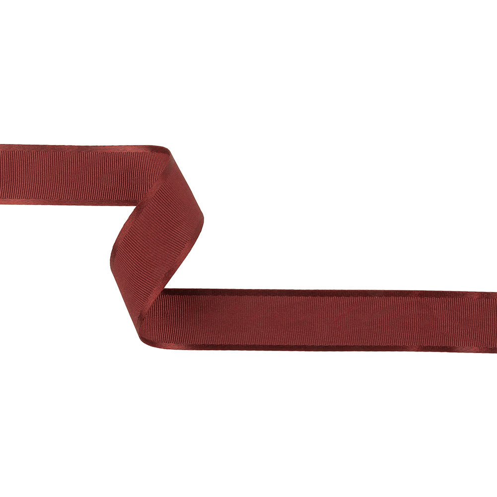 Wine Grosgrain Ribbon with Satin Borders - 1"