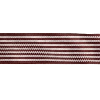 Burgundy and Off White Striped Grosgrain Ribbon - 1" Detail