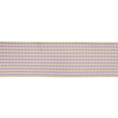 Lilac and Cream Houndstooth Check Woven Ribbon - 1" Detail