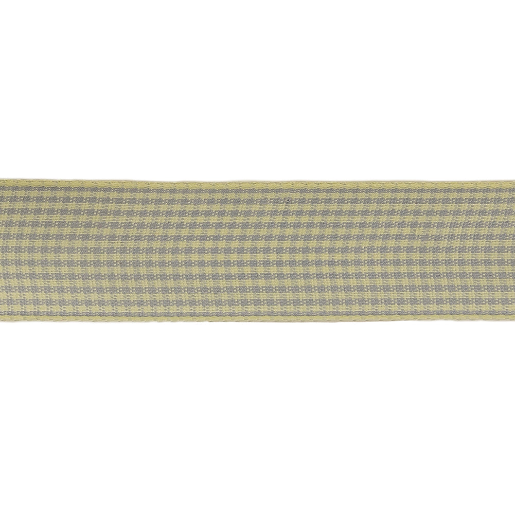 Cool Gray and Cannoli Cream Houndstooth Check Woven Ribbon - 1" Detail