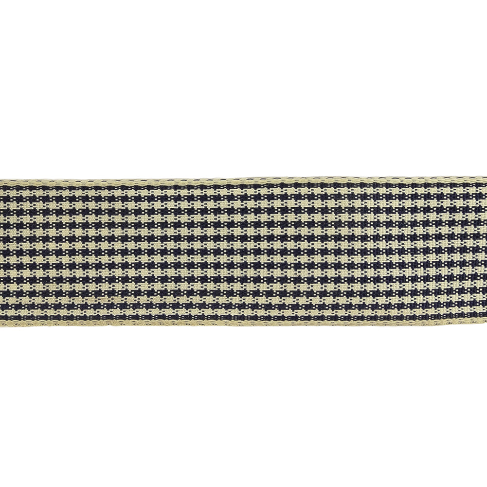 Deep Cobalt and Marshmallow Houndstooth Check Woven Ribbon - 1" Detail