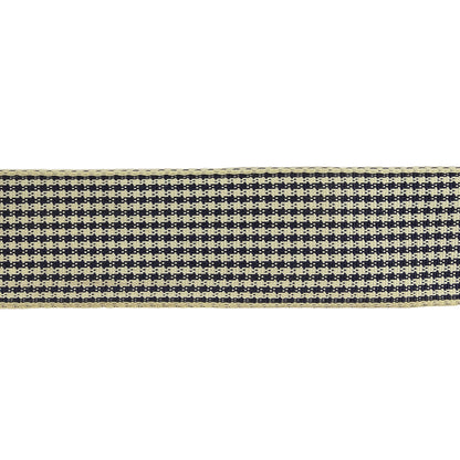 Deep Cobalt and Marshmallow Houndstooth Check Woven Ribbon - 1" Detail