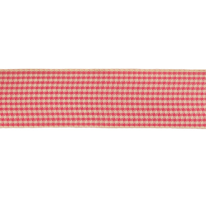 Hot Pink and Dew Houndstooth Check Woven Ribbon - 1" Detail
