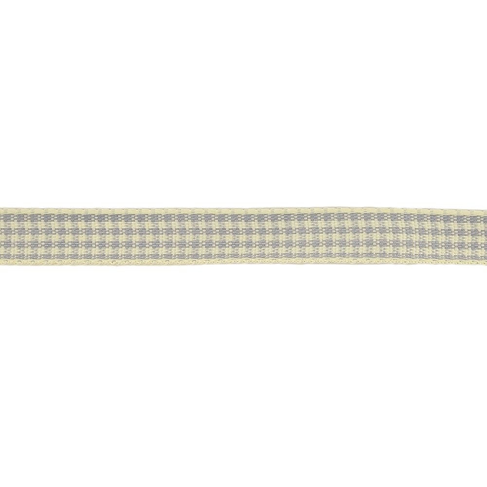 Cool Gray and Cannoli Cream Houndstooth Check Woven Ribbon - 0.375" Detail