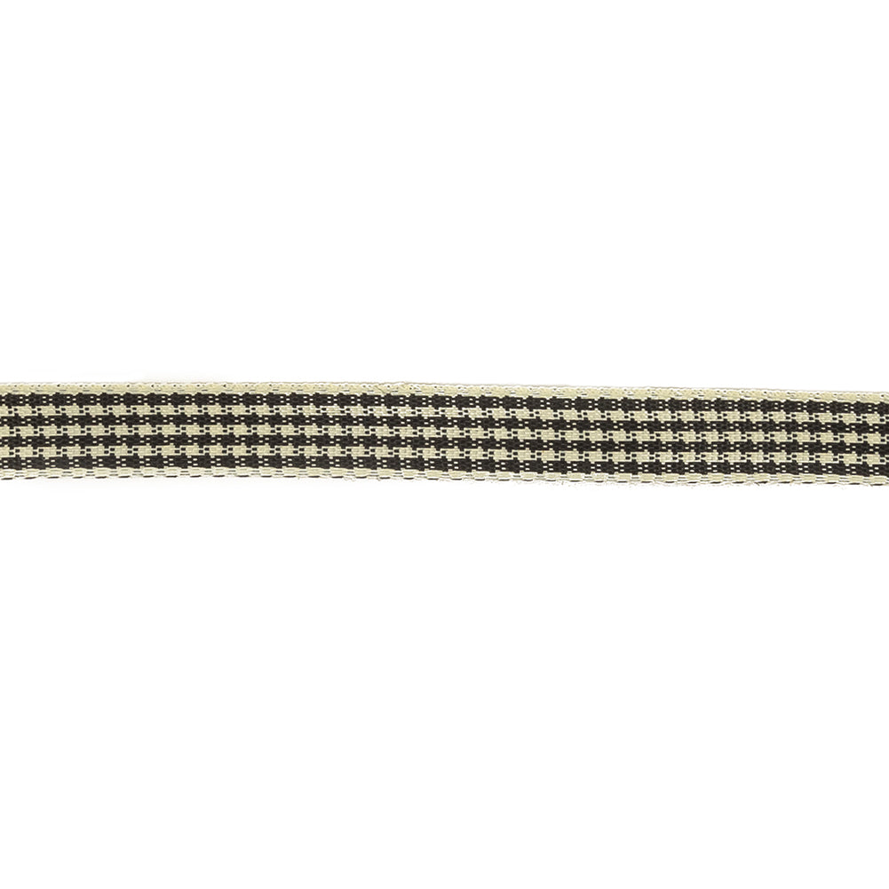 Black and Cream Houndstooth Check Woven Ribbon - 0.375" Detail