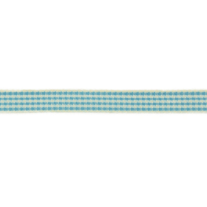 Sky Blue and Glass Green Houndstooth Check Woven Ribbon - 0.375" Detail