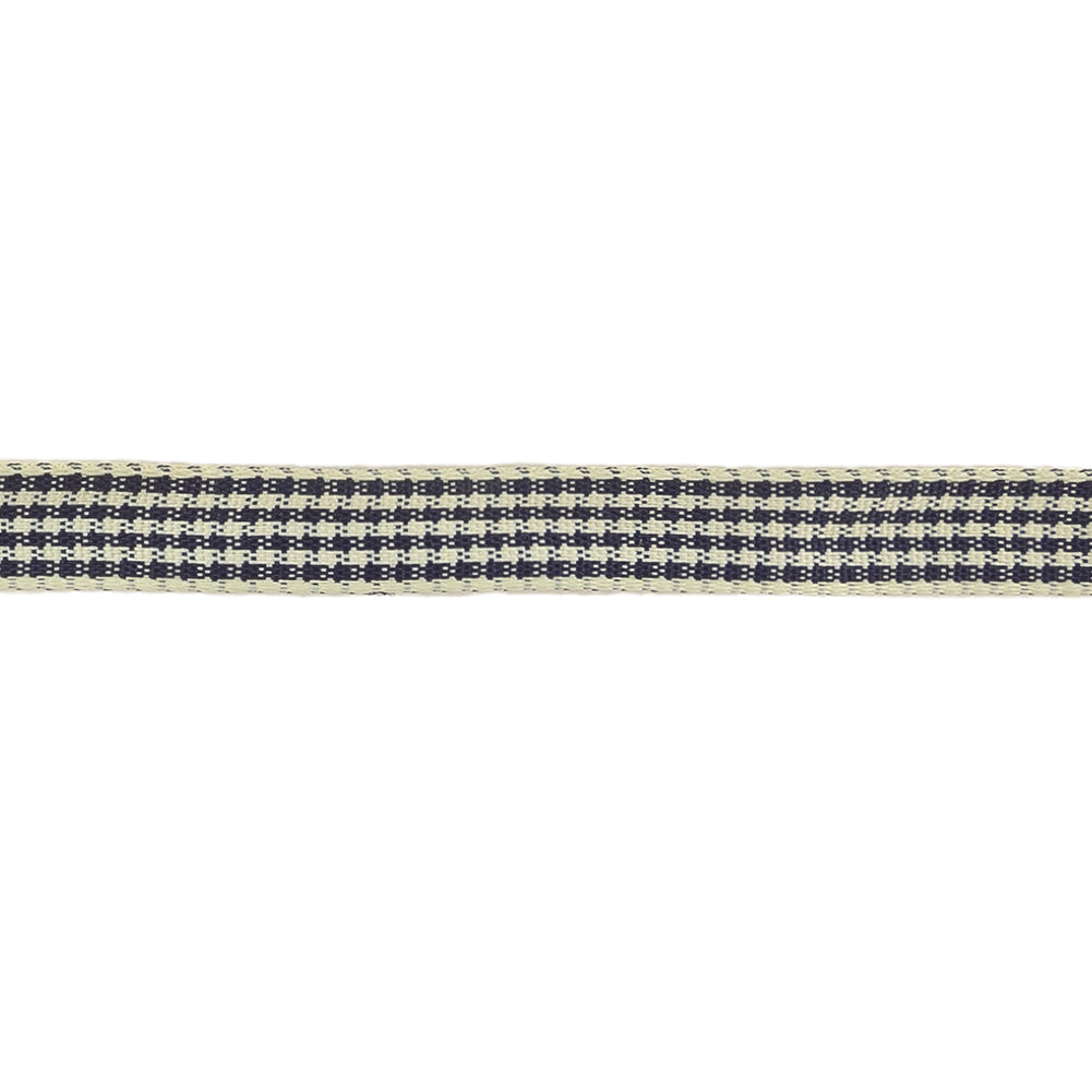 Deep Cobalt and Marshmallow Houndstooth Check Woven Ribbon - 0.375" Detail