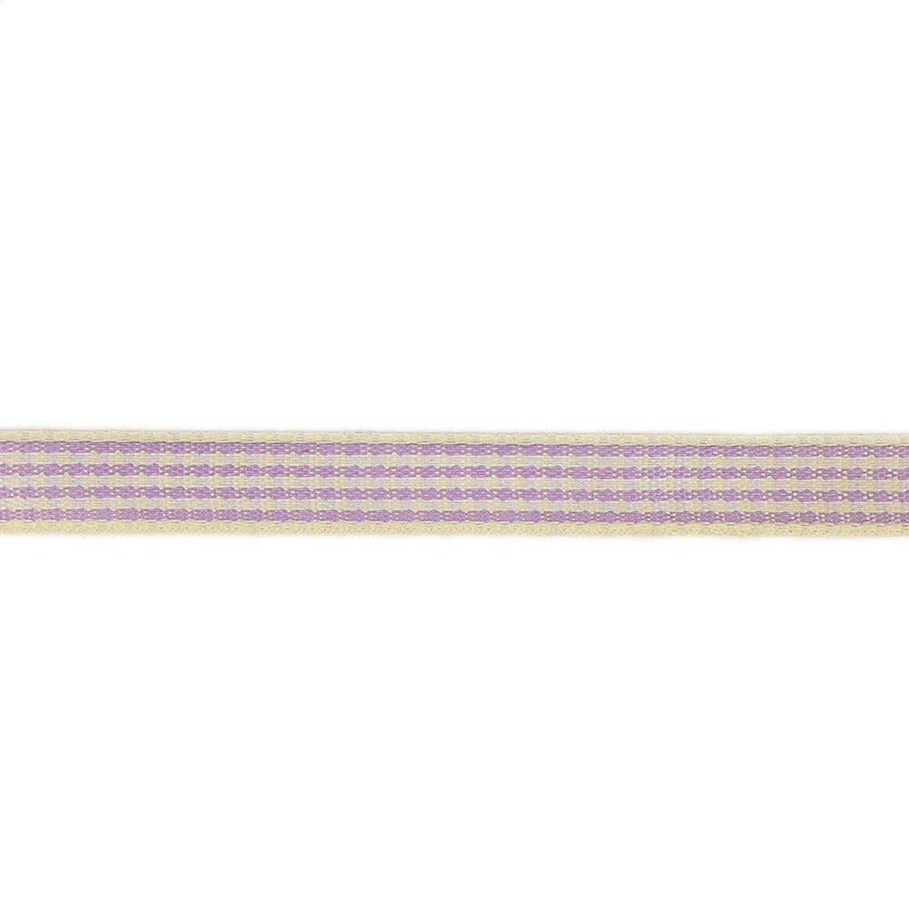 Lilac and Cream Houndstooth Check Woven Ribbon - 0.375" Detail