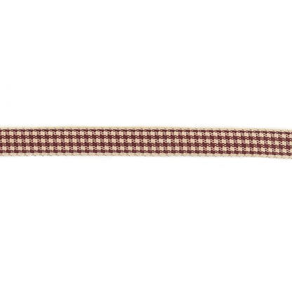 Wine and Cream Houndstooth Check Woven Ribbon - 0.375" Detail