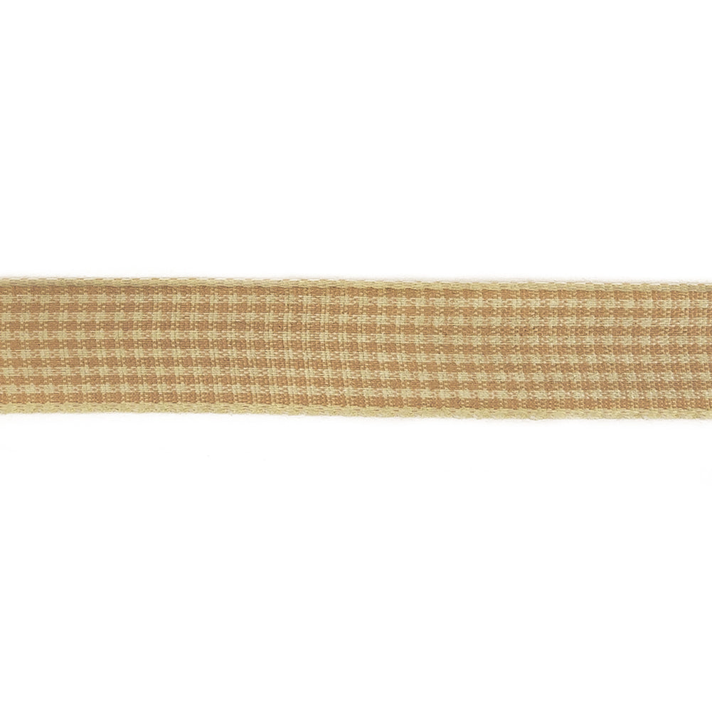 Beige and Angora Houndstooth Check Woven Ribbon - 0.625" Detail