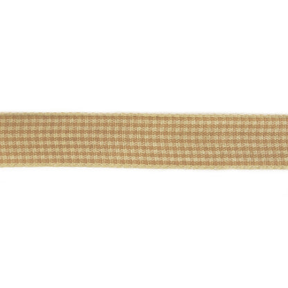 Beige and Angora Houndstooth Check Woven Ribbon - 0.625" Detail