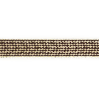 Brown and Cream Houndstooth Check Woven Ribbon - 0.625" Detail