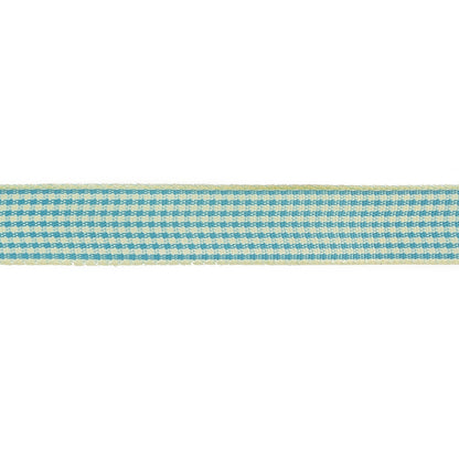 Sky Blue and Glass Green Houndstooth Check Woven Ribbon - 0.625" Detail