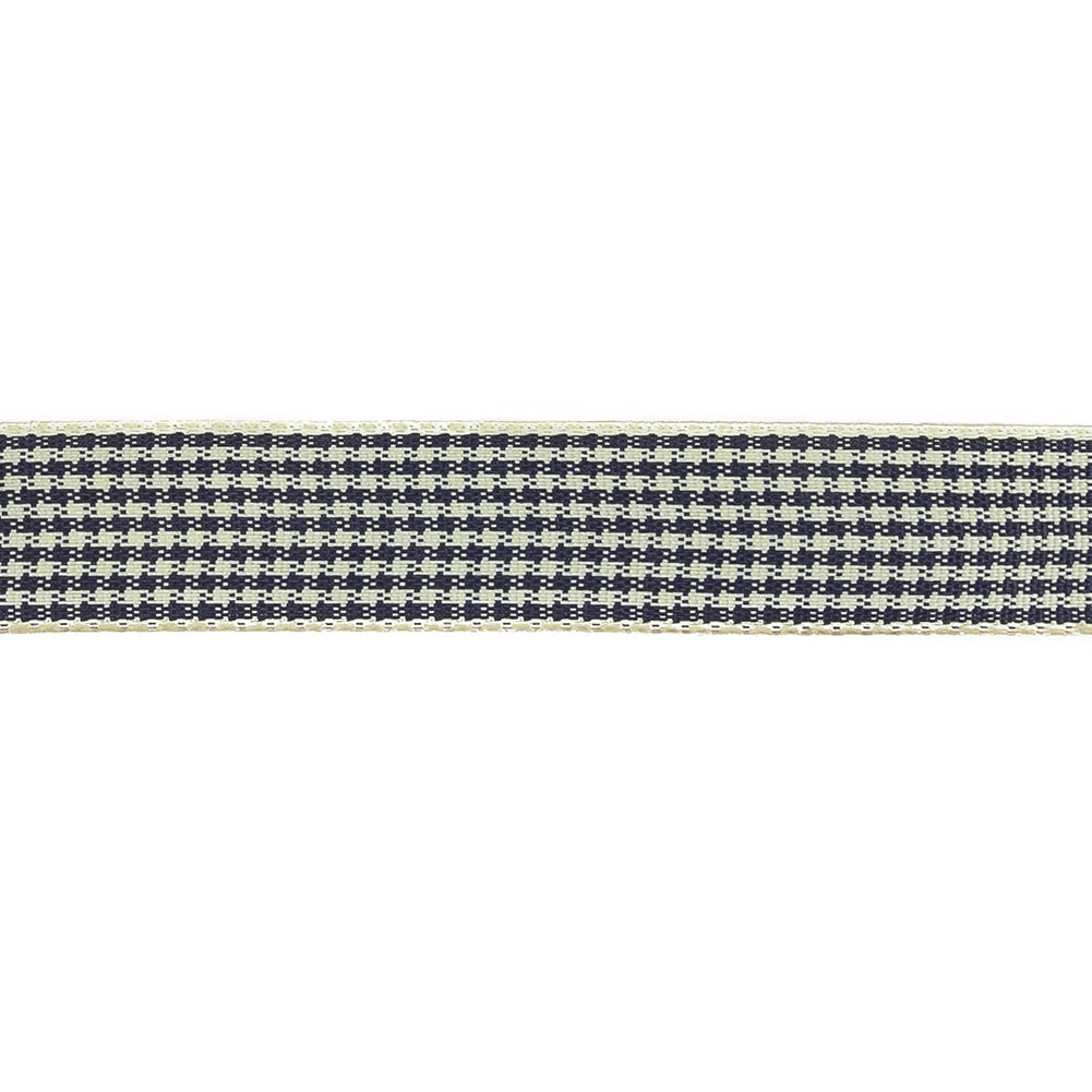 Deep Cobalt and Marshmallow Houndstooth Check Woven Ribbon - 0.625" Detail