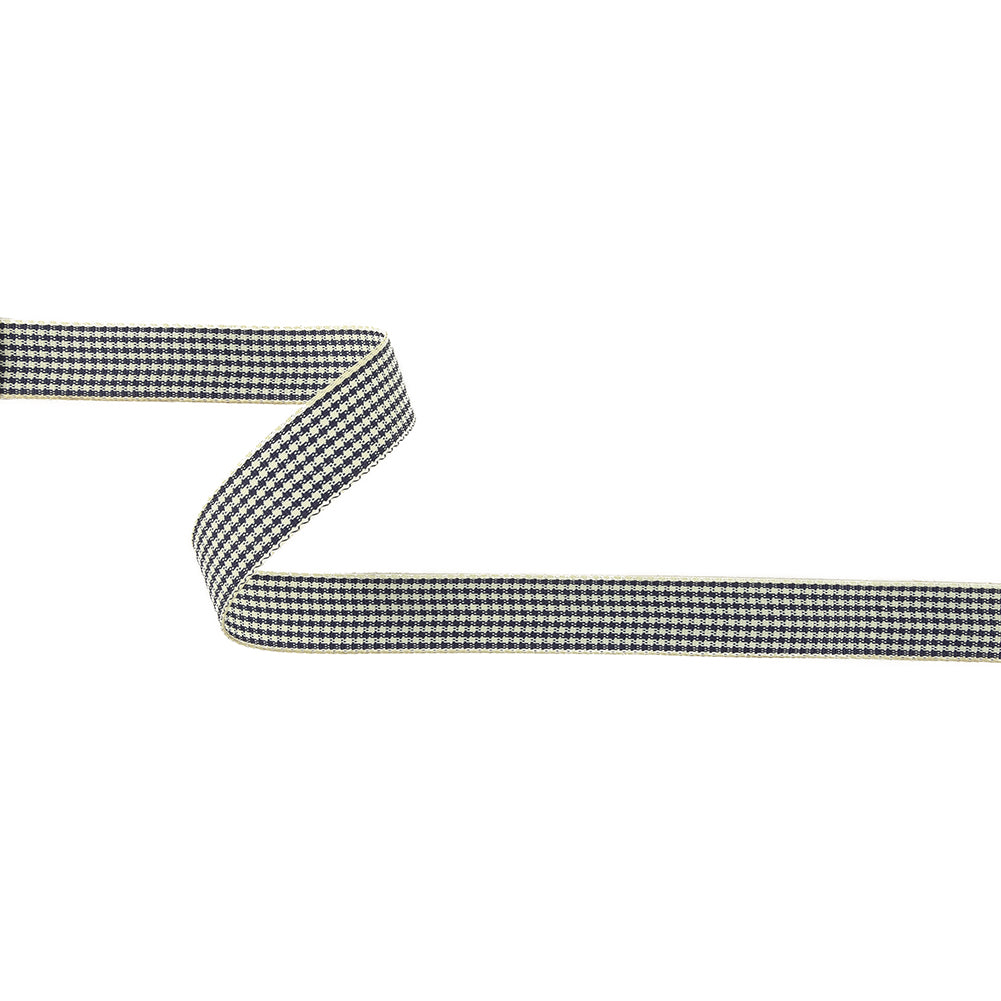 Deep Cobalt and Marshmallow Houndstooth Check Woven Ribbon - 0.625"
