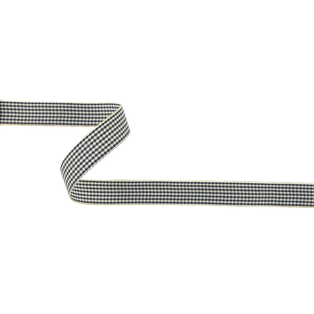 Deep Cobalt and Marshmallow Houndstooth Check Woven Ribbon - 0.625"