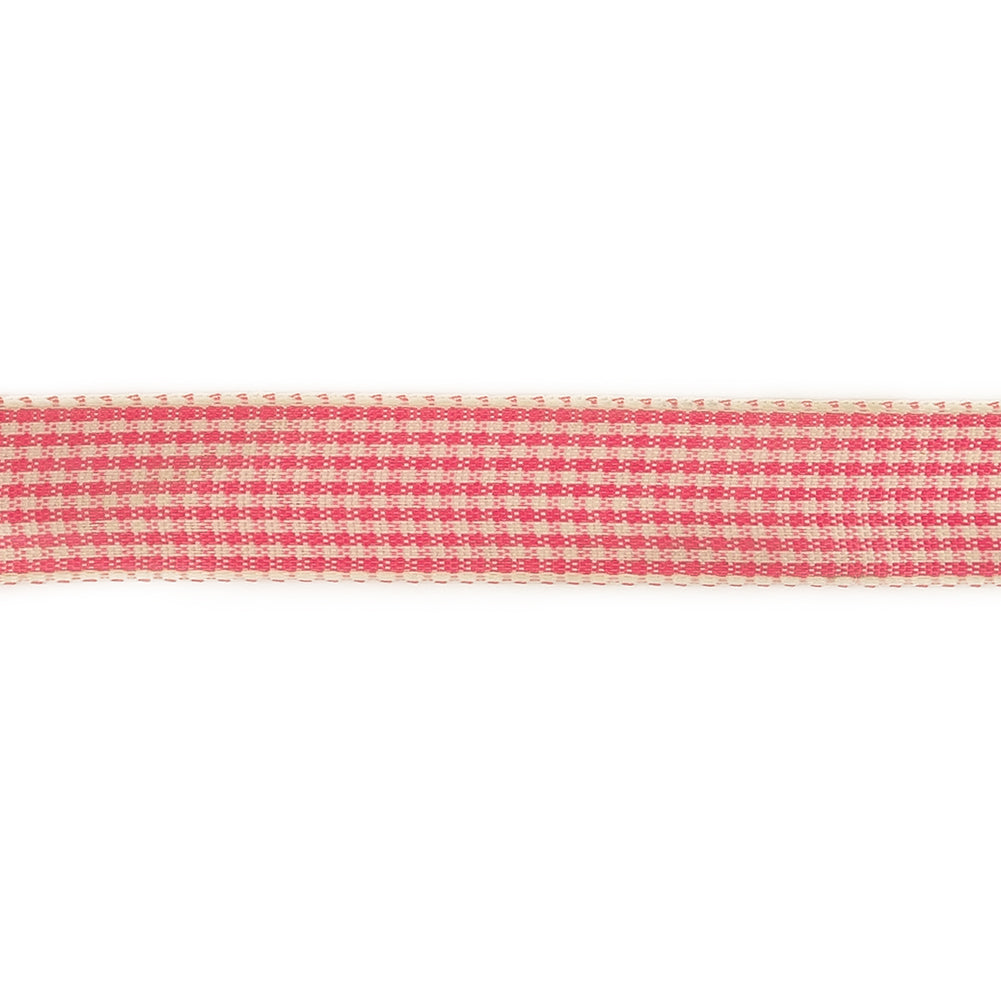 Hot Pink and Dew Houndstooth Check Woven Ribbon - 0.625" Detail