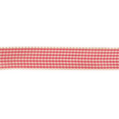 Hot Pink and Dew Houndstooth Check Woven Ribbon - 0.625" Detail