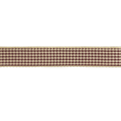 Wine and Cream Houndstooth Check Woven Ribbon - 0.625" Detail