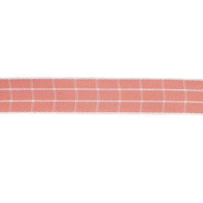Pink Icing and White Windowpane Check Woven Ribbon - 0.625" Detail