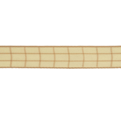Mellow Buff and Ethereal Green Windowpane Check Woven Ribbon - 0.625" Detail