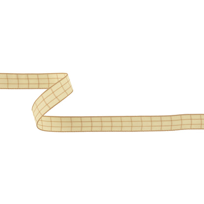 Mellow Buff and Ethereal Green Windowpane Check Woven Ribbon - 0.625"