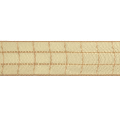 Mellow Buff and Ethereal Green Windowpane Check Woven Ribbon - 1" Detail