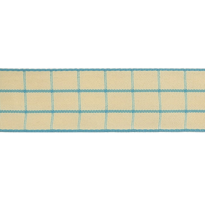 Baltic Sea and Ethereal Green Windowpane Check Woven Ribbon - 1" Detail