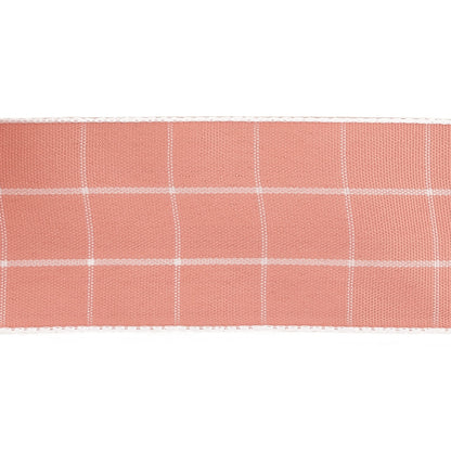 Pink Icing and White Windowpane Check Woven Ribbon - 1.5" Detail