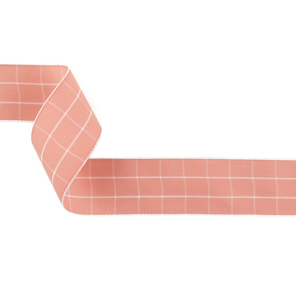 Windowpane Ribbon Pink Icing and White Windowpane Check Woven Ribbon - 1.5