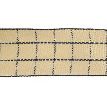 Navy and Ethereal Green Windowpane Check Woven Ribbon - 1.5" Detail