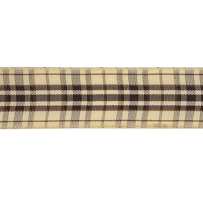 Brown Stone, Tan and Vanilla Ice Plaid Woven Ribbon - 1" Detail