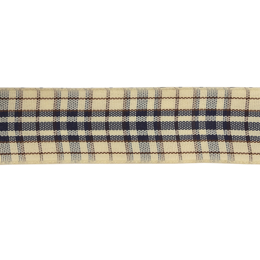 Astral Aura, Brown and Vanilla Ice Plaid Woven Ribbon - 1" Detail