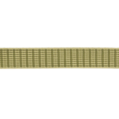 Moss Green and White Rectangles Jacquard Ribbon - 0.625" Detail