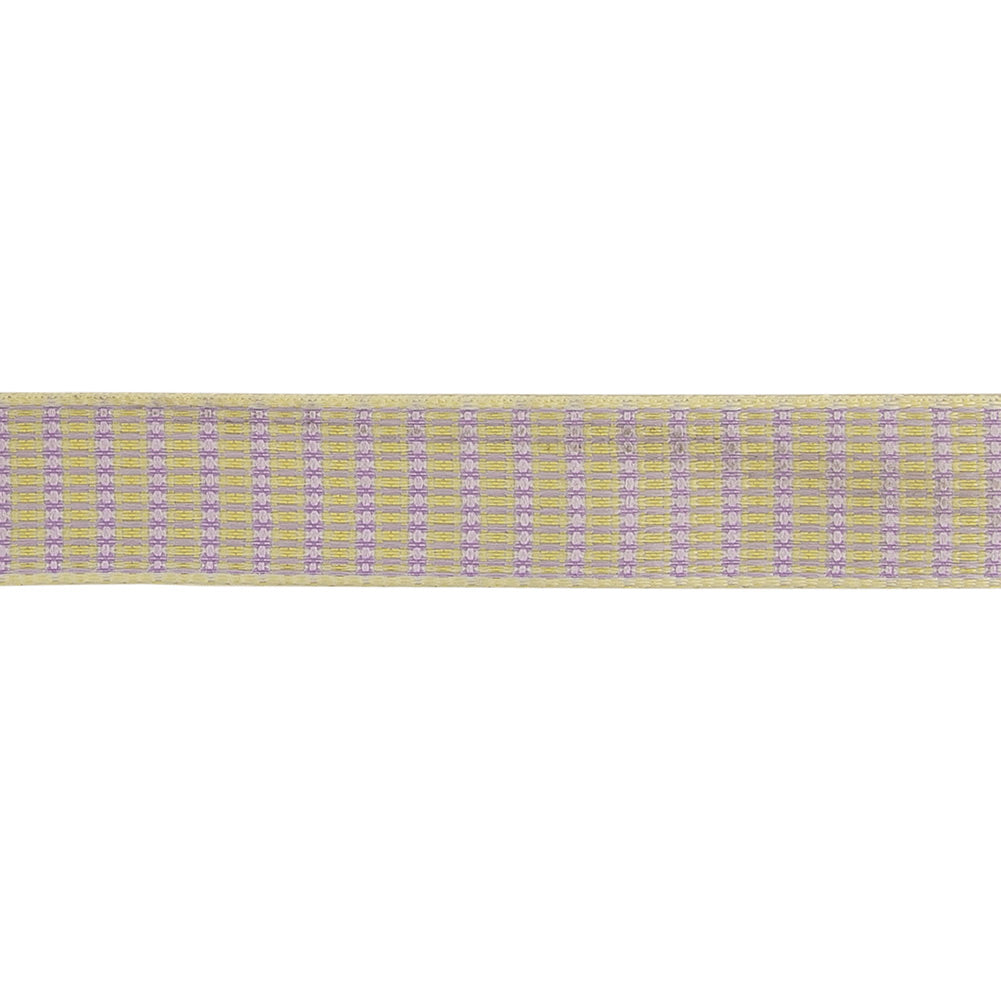 Lavender, Lemon, and Tofu Rectangles Jacquard Ribbon - 0.625" Detail