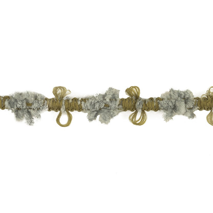 Cool Gray and Moss Chenille Floral Trim - 0.75" Detail
