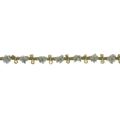 Cool Gray and Moss Chenille Floral Trim - 0.75"