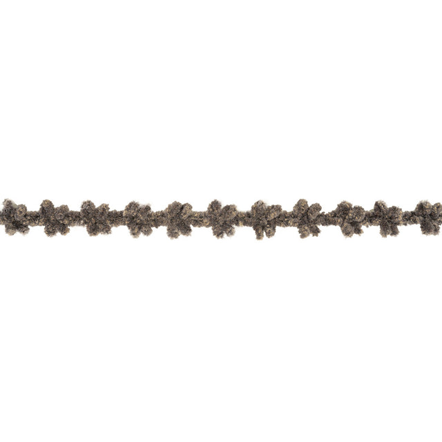 Heathered Charcoal and Latte Floral Chenille Trim - 0.625"