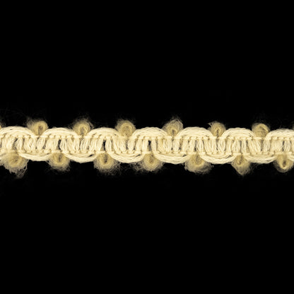 Travertine and Gardenia Fuzzy Braided Wool Blend Trim - 0.5" Detail